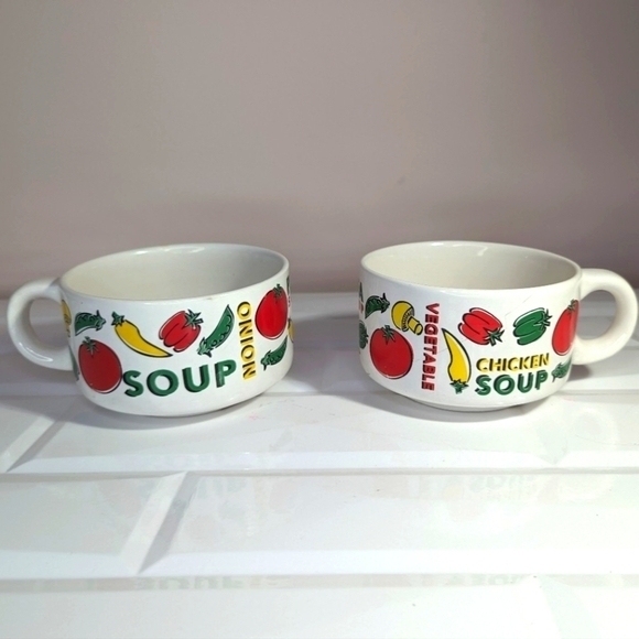 Houston Harvest Other - Vintage Houston Harvest Soup Bowls Mugs Stacking Pair Vegetables Set of 2